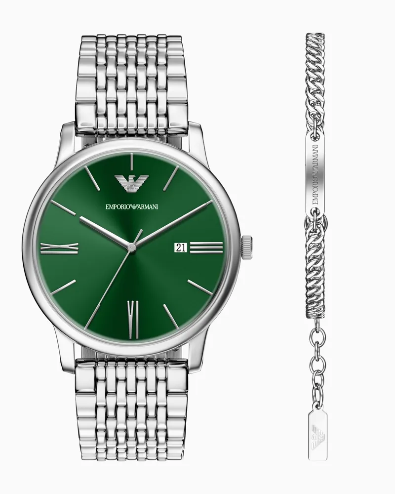 Emporio Armani Set di orologio al quarzo e bracciale Multicolore