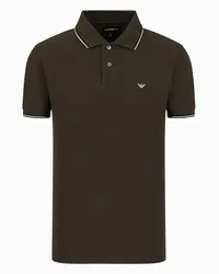 Emporio Armani OFFICIAL STORE Polo Slim Fit In Piquet Stretch Con Micro Eagle Militare