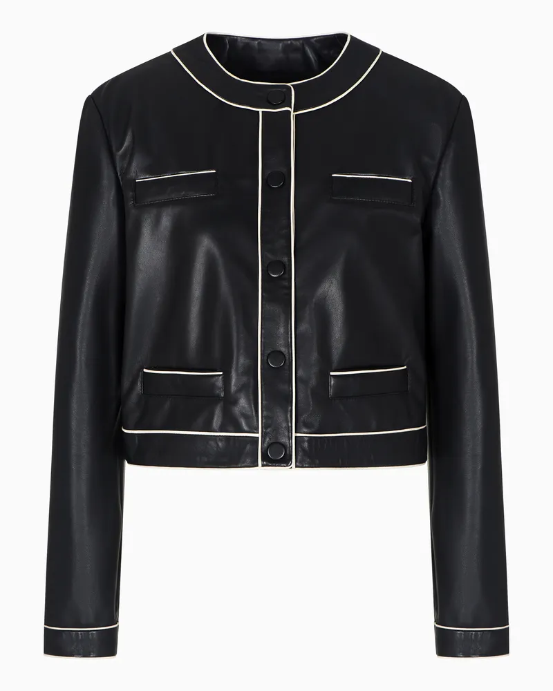 Emporio Armani Giacca in nappa di agnello semianilina Nero