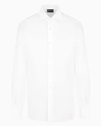 Emporio Armani OFFICIAL STORE Camicia In Cotone Con Logo Lettering Dots Jacquard All Over Bianco