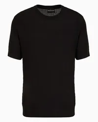 Emporio Armani OFFICIAL STORE Maglia Misto Lana E Lyocell A Punto Rasato Dritto E Rovescio Asv Nero