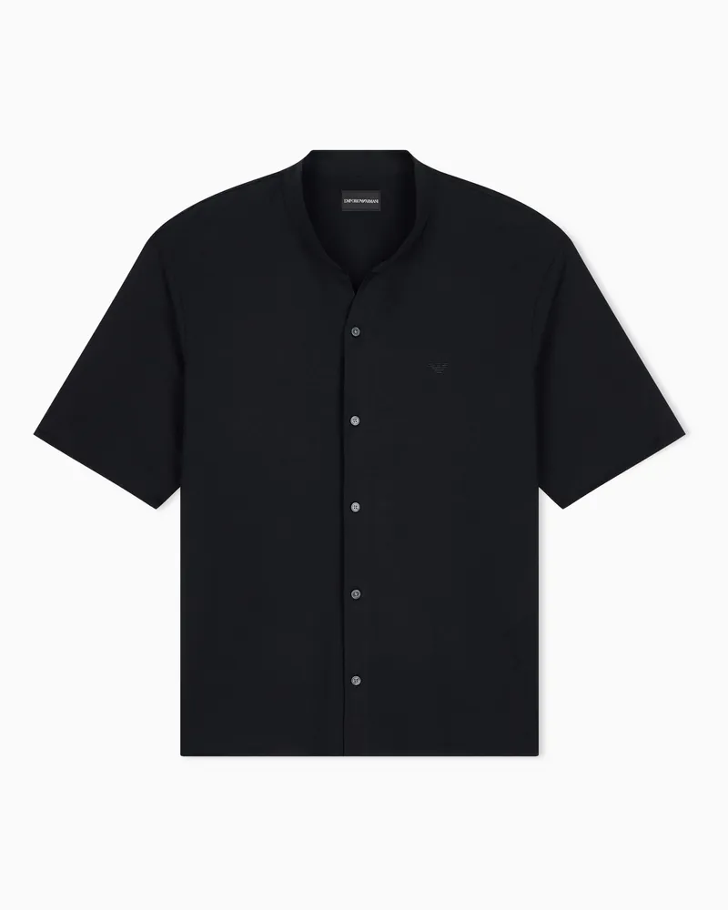 Emporio Armani Camicia regular fit in jersey di cotone Nero