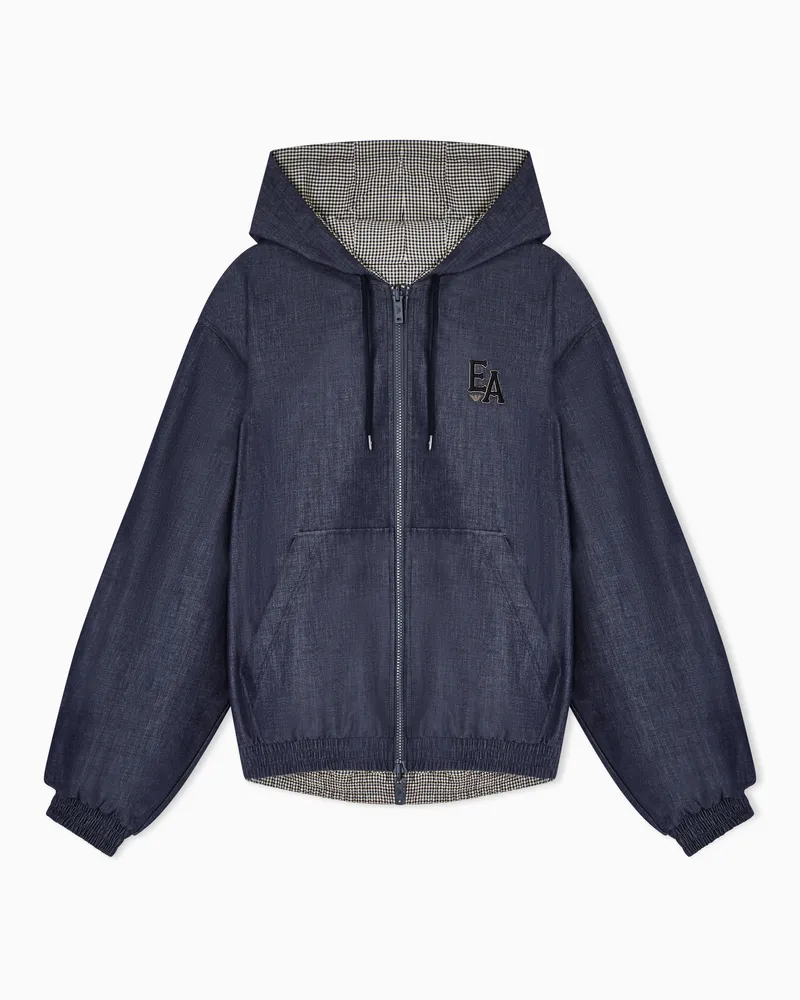 Emporio Armani Blouson con cappuccio reversibile in denim Eagle Club Blu
