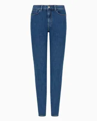 Emporio Armani OFFICIAL STORE Jeans A Vita Alta E Gamba Super Skinny In Denim Stone Wash Blu