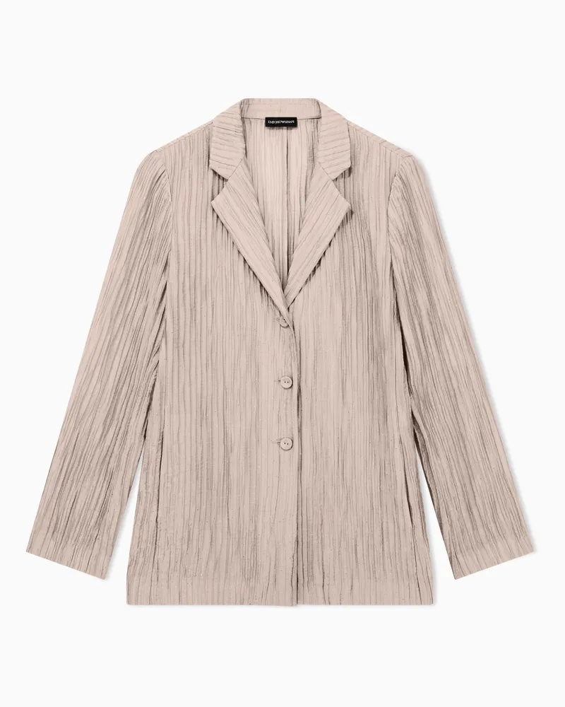 Emporio Armani Giacca monopetto in creponne plissé sparkling Beige