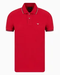 Emporio Armani OFFICIAL STORE Polo Slim Fit In Piquet Stretch Con Micro Eagle Rosso