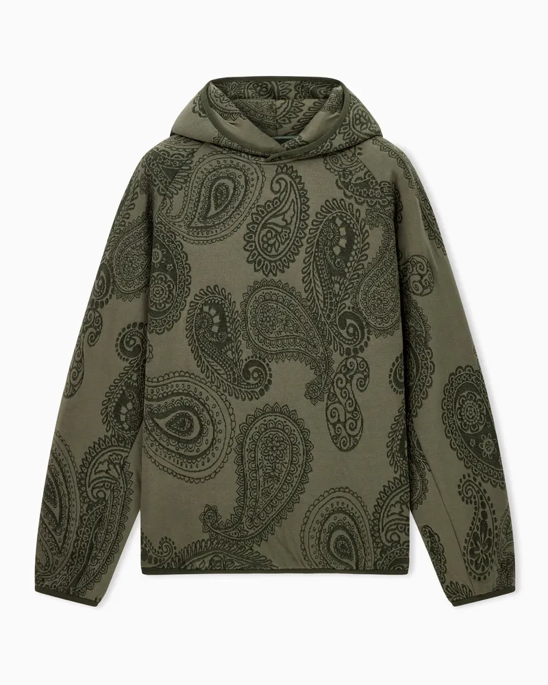 Emporio Armani Felpa con cappuccio in jersey intarsiato Capsule Boteh Verde
