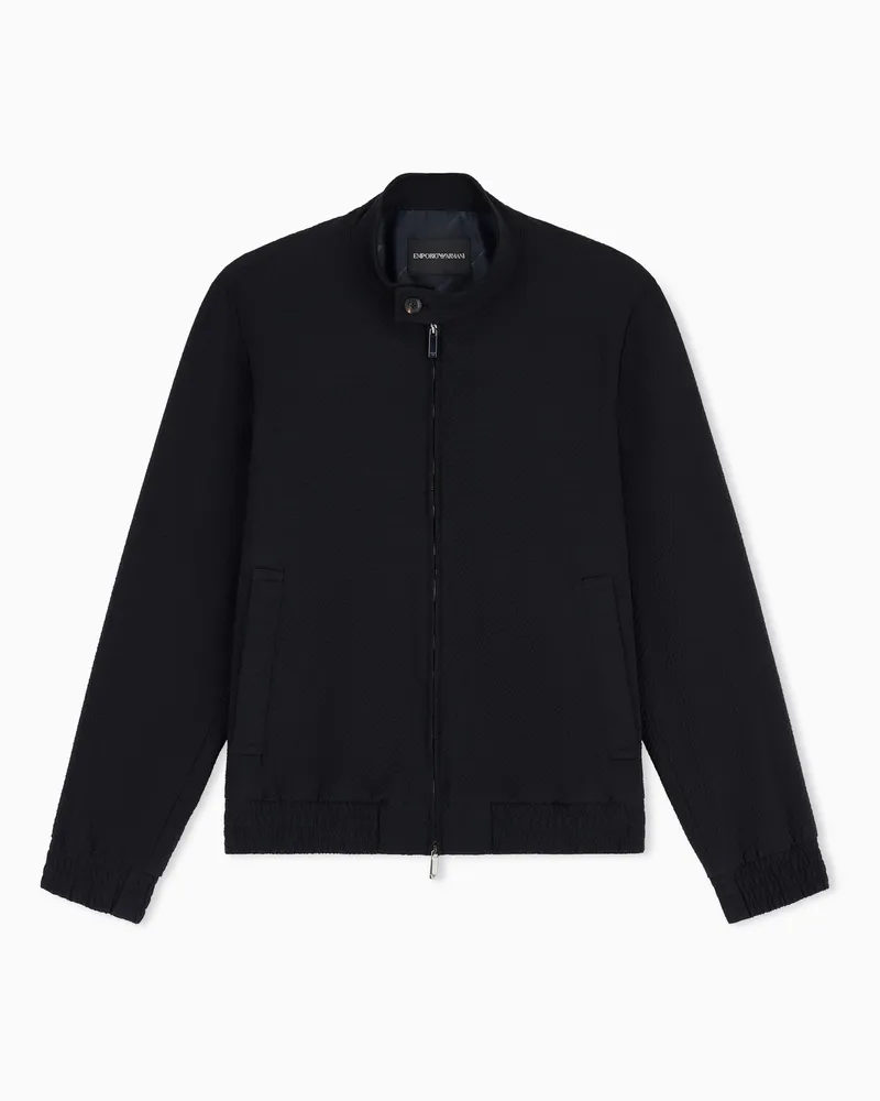 Emporio Armani Blouson in seersucker stretch di fresco lana Nero