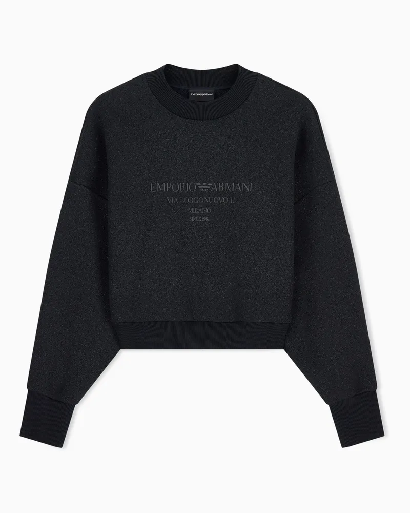 Emporio Armani Felpa in jersey lurex con logo shiny Nero