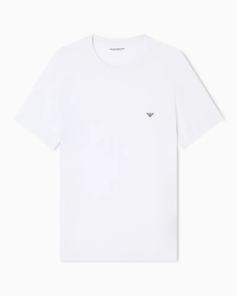 Emporio Armani T-shirt loungewear fitted fit in soft modal Bianco