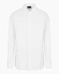 Emporio Armani OFFICIAL STORE Camicia In Cotone Jacquard Fantasia Logo All Over Bianco