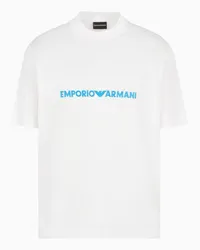 Emporio Armani OFFICIAL STORE T-shirt Con Ricamo Logo A Rilievo In Jersey Misto Lyocell Asv Bianco