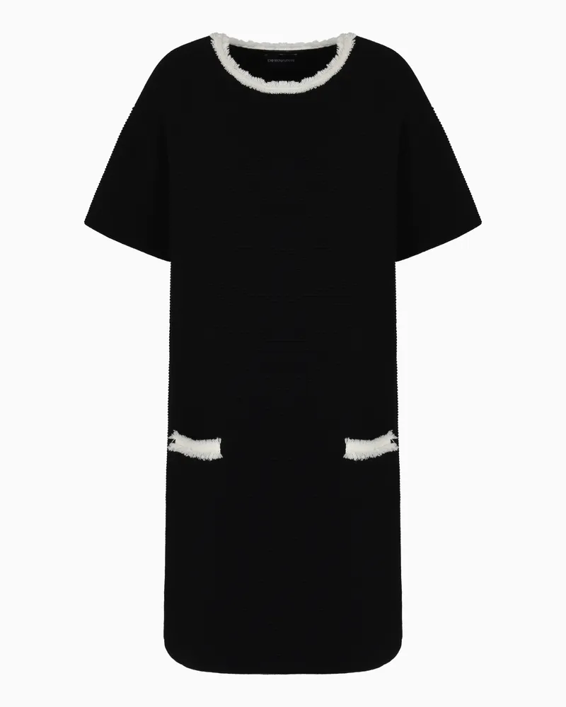 Emporio Armani Abito in tessuto ottoman con dettagli sfrangiati Nero