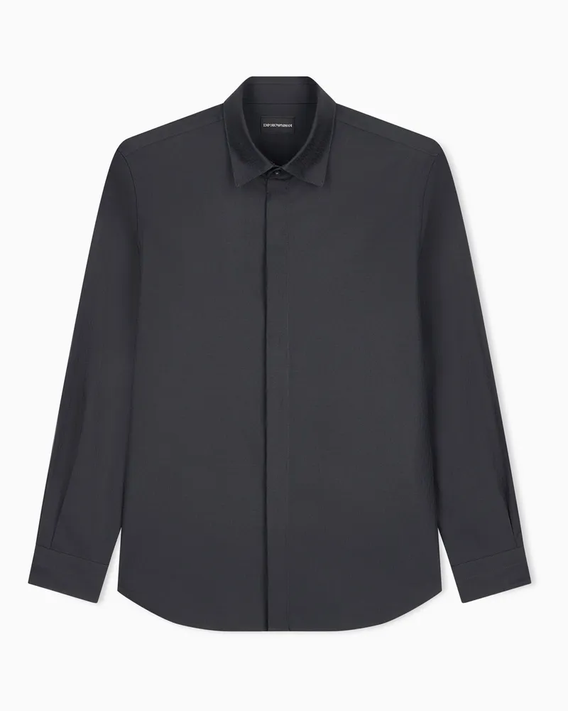 Emporio Armani Camicia vestibilità regular in cotone jacquard Fantasia