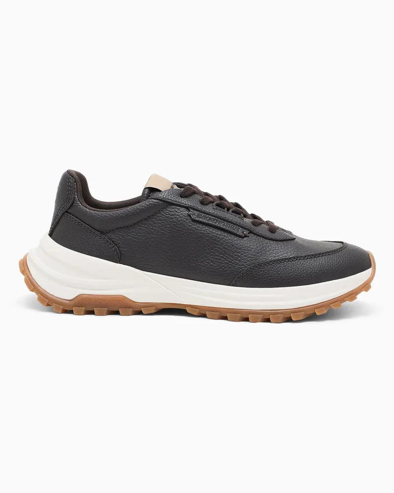 Emporio Armani Sneakers finish martellato capsule Boteh Marrone