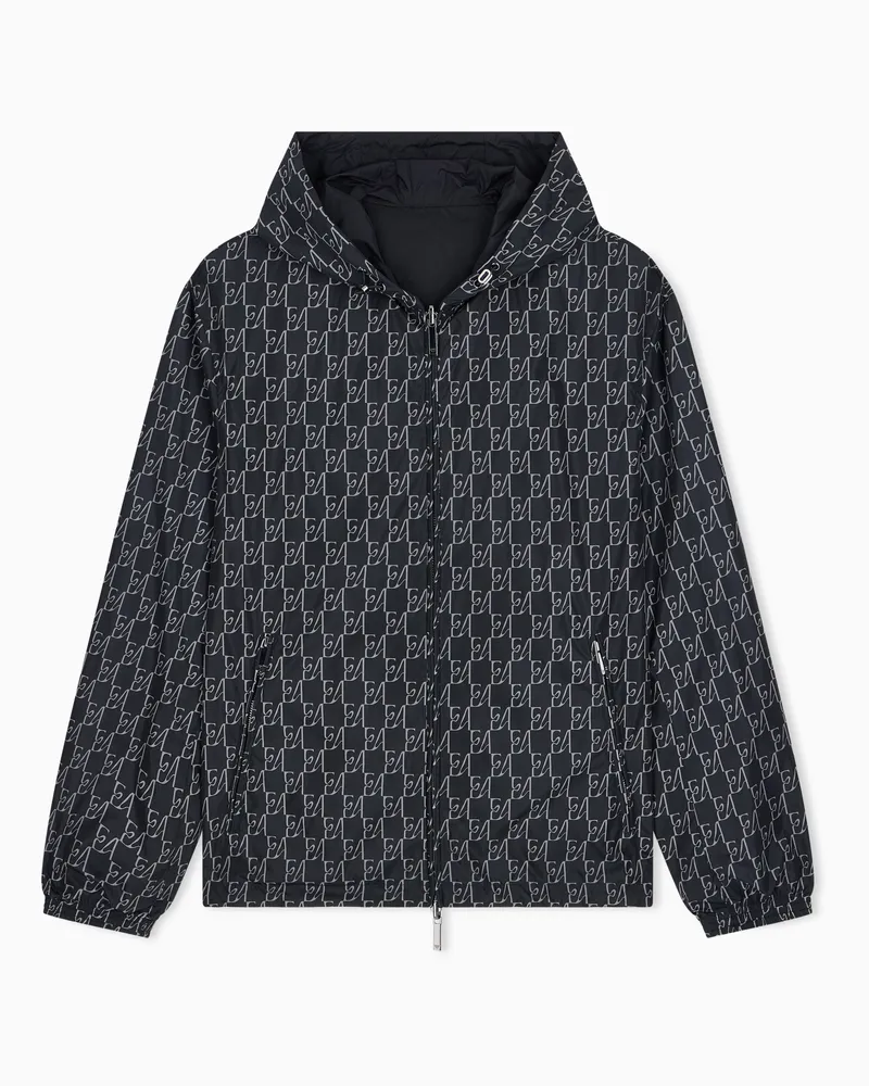 Emporio Armani Blouson Jacket over resistente all'acqua con cappuccio Blu