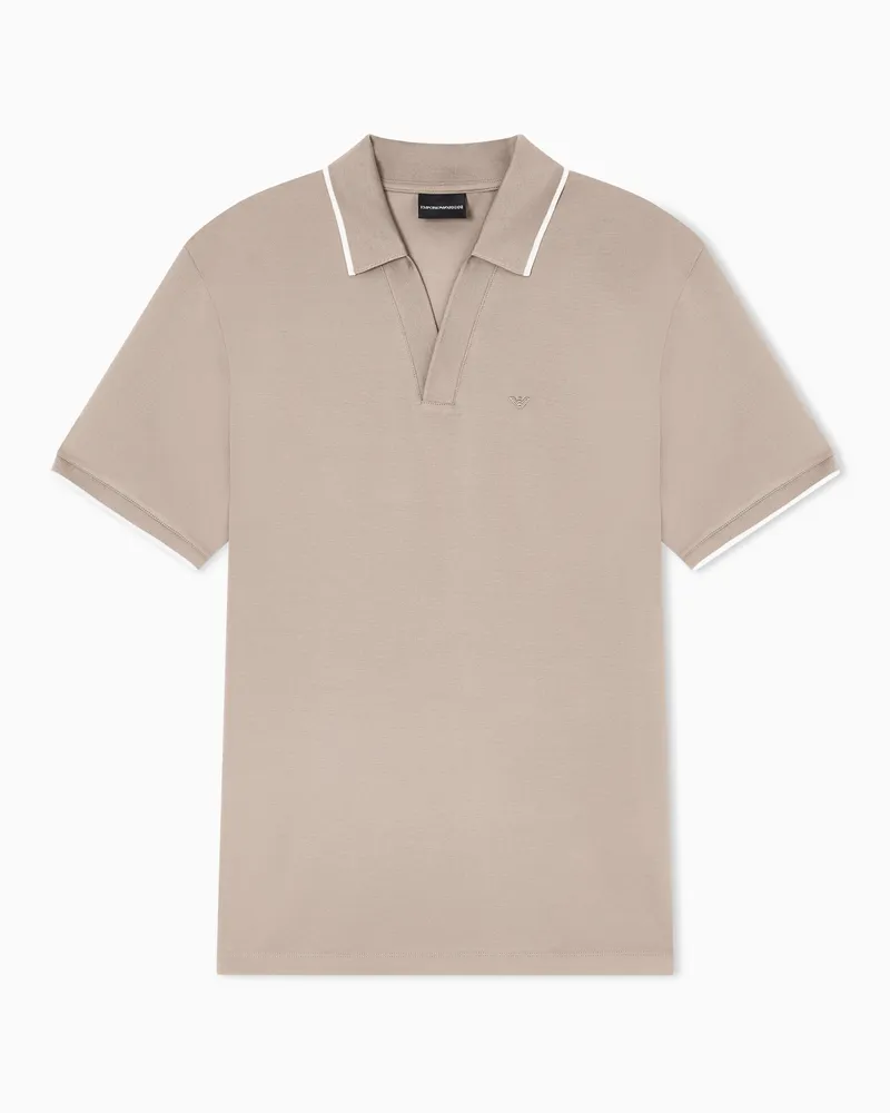 Emporio Armani Polo con scollo V in piquet Beige