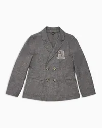 Emporio Armani OFFICIAL STORE Giacca Doppiopetto In Misto Lana Con Patch Stemma Logo Grigio