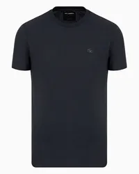 Emporio Armani OFFICIAL STORE T-shirt In Jersey Supima Con Micro Patch Logo Blu