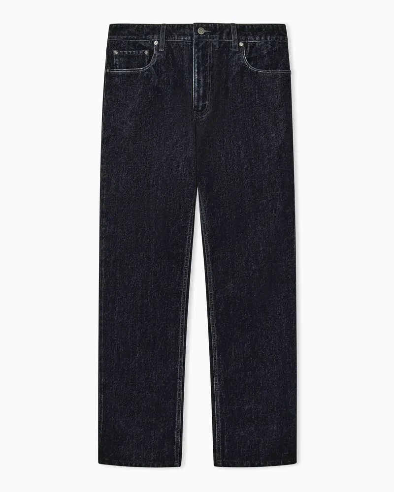 Emporio Armani Jeans J76 straight fit in denim floccato Capsule Signature Nero