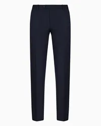 Emporio Armani OFFICIAL STORE Pantaloni Con Piega In Lana Vergine Pettinata Blu