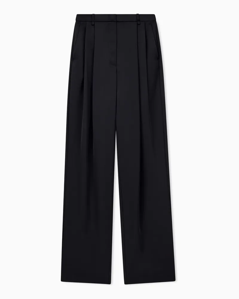 Emporio Armani Pantaloni regular in tecno twill con pinces Nero