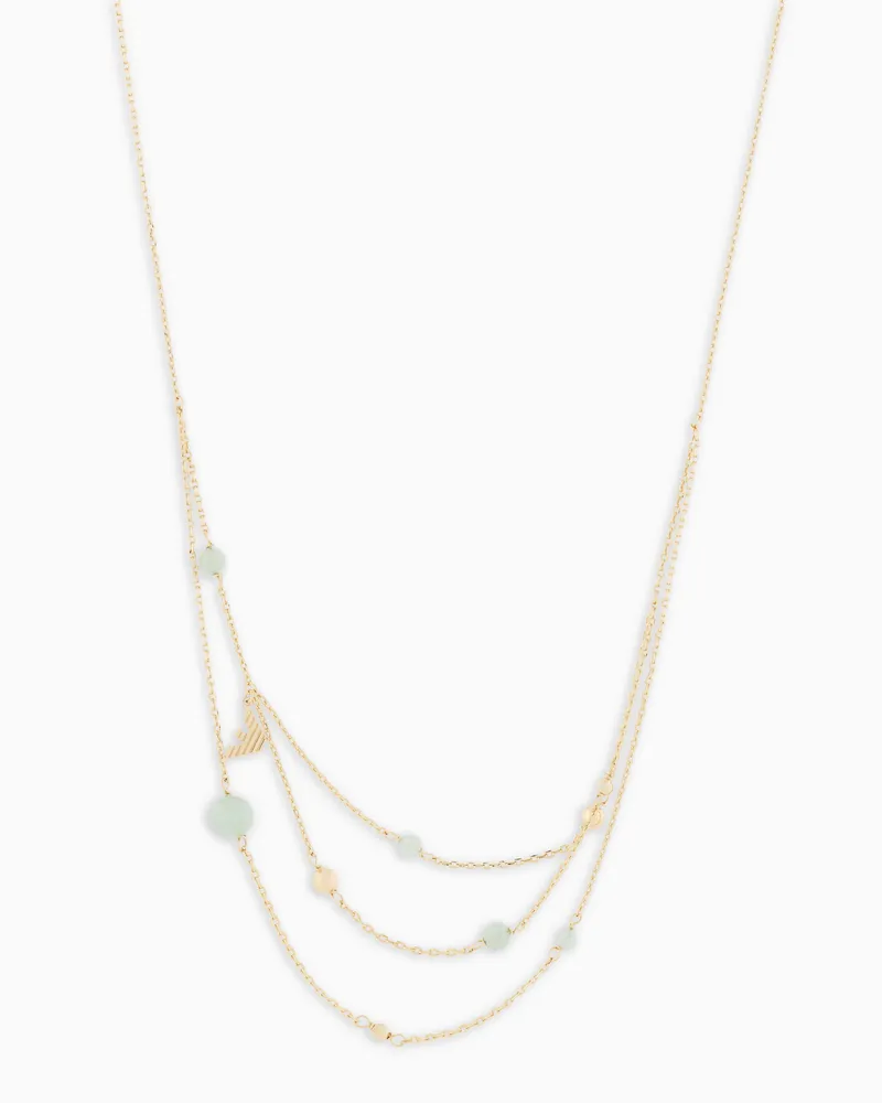 Emporio Armani Collana multicatena color oro in avventurina verde Multicolore