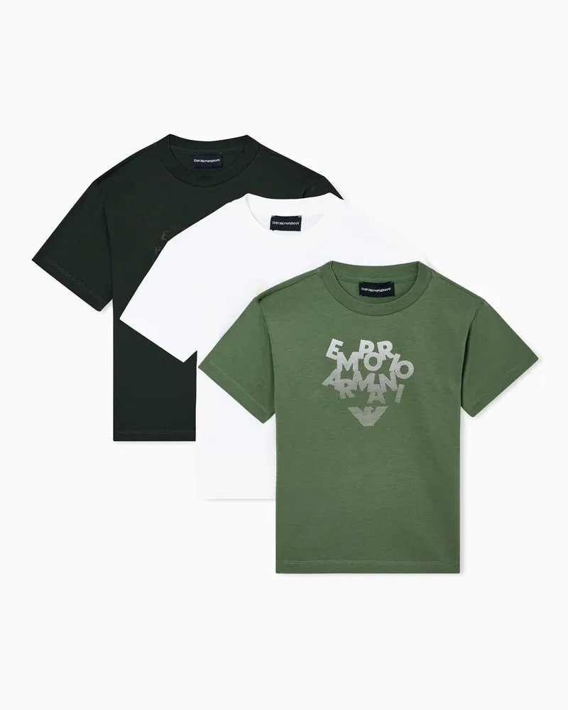 Emporio Armani Pack 3 T-shirt in jersey stampa logo Multicolore