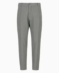 Emporio Armani OFFICIAL STORE Pantaloni Chino Con Nervature In Maglia Stretch Di Jersey In Lana Vergine Effetto 3d Grigio