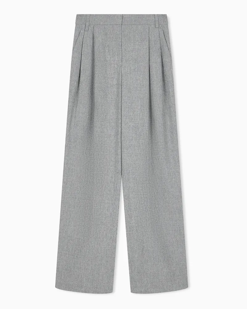 Emporio Armani Pantaloni con pinces in flanella di lana Capsule Signature Grigio