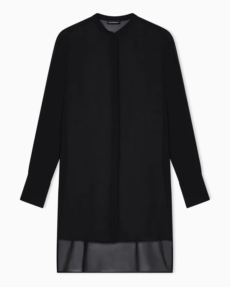 Emporio Armani Maxi camicia in tecno georgette Nero