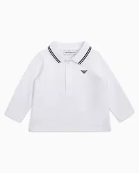 Emporio Armani OFFICIAL STORE Polo Maniche Lunghe In Piquet Stretch Con Collo Profilato Bianco