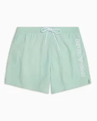 Emporio Armani OFFICIAL STORE Costume Shorts In Tessuto Crinkle Con Ricamo Logo Laterale Acqua