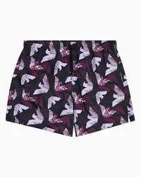 Emporio Armani OFFICIAL STORE Costume Shorts Stampa Macro Logo Eagle All Over Viola