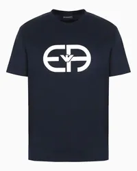 Emporio Armani OFFICIAL STORE T-shirt In Jersey Misto Lyocell Con Maxi Logo Ea Asv Blu