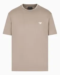 Emporio Armani OFFICIAL STORE T-shirt Con Micro Aquila Bicolore In Jersey Misto Lyocell Asv Beige