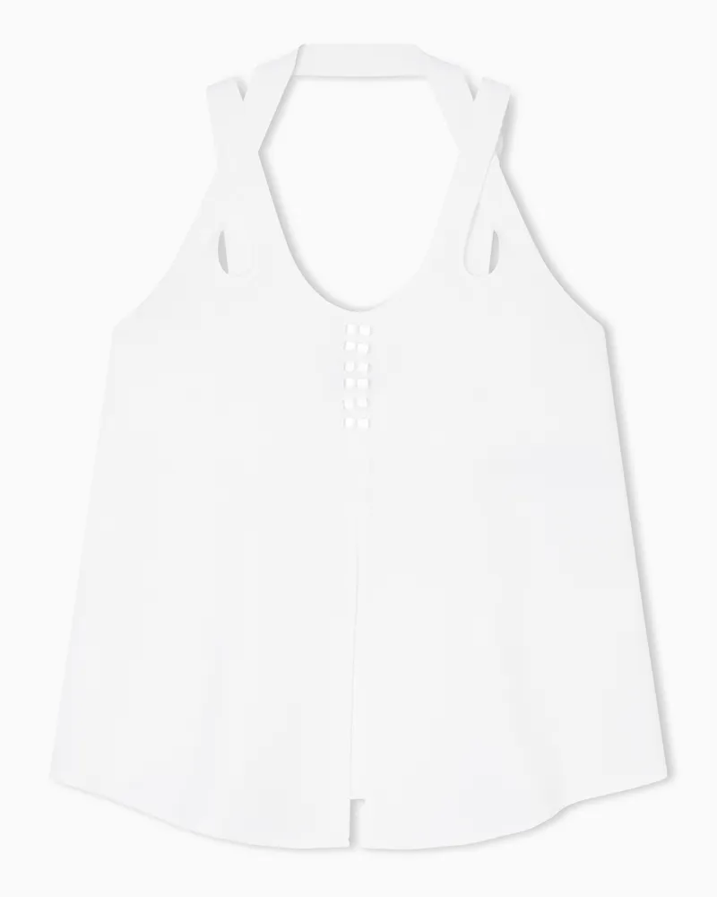 Emporio Armani Top in tessuto fluido jacquard micro leopardato ASV Bianco