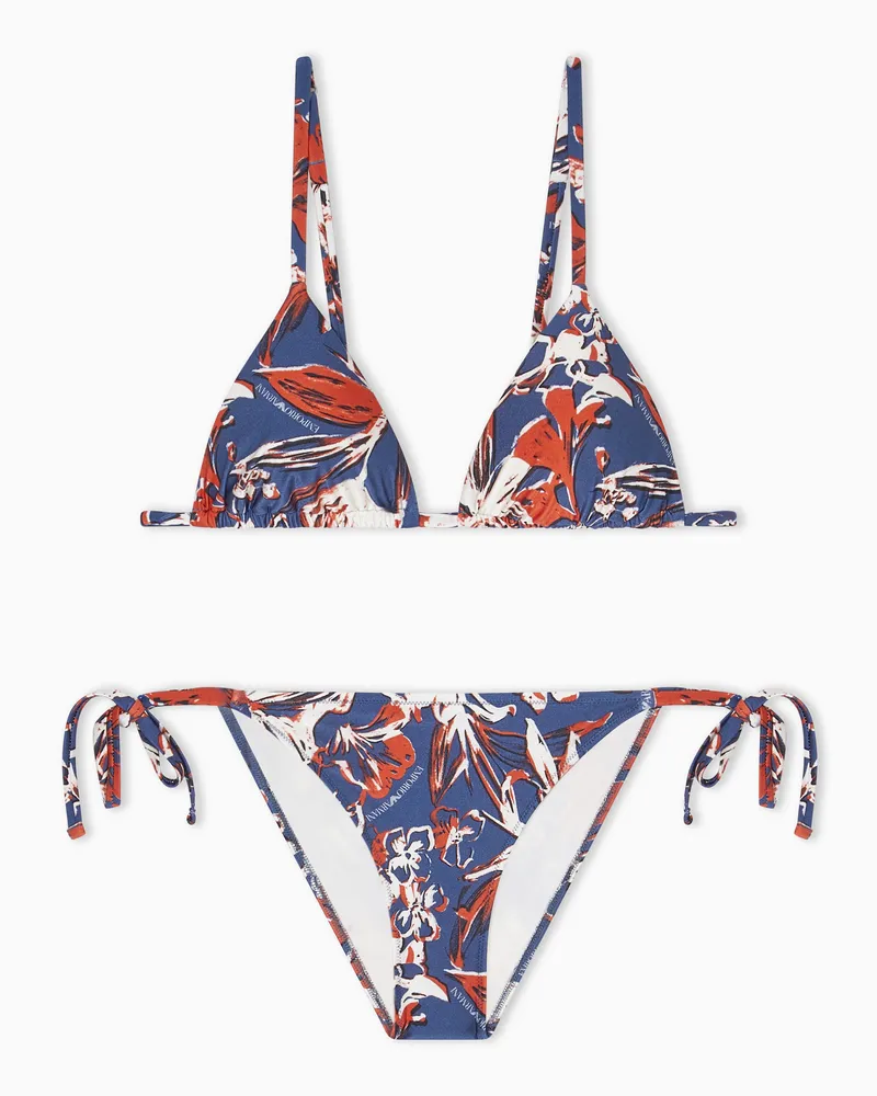 Emporio Armani Bikini con triangolo imbottito stampa Logomania Fantasia