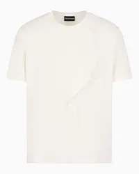 Emporio Armani OFFICIAL STORE T-shirt In Jersey Con Ricamo Corda E Logo Asv Bianco