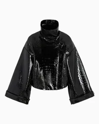 Emporio Armani OFFICIAL STORE Blouson Con Maniche Kimono In Vinile Stampa Cocco Nero