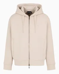 Emporio Armani OFFICIAL STORE Felpa Con Cappuccio E Zip In Jersey Misto Lyocell Beige