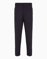 Emporio Armani OFFICIAL STORE Pantaloni Con Dettaglio Elastico In Vita In Misto Viscosa Blu