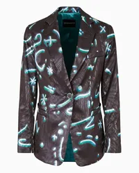 Emporio Armani OFFICIAL STORE Blazer Monopetto In Tessuto Lurex Stampa Starry Sky All Over Fantasia