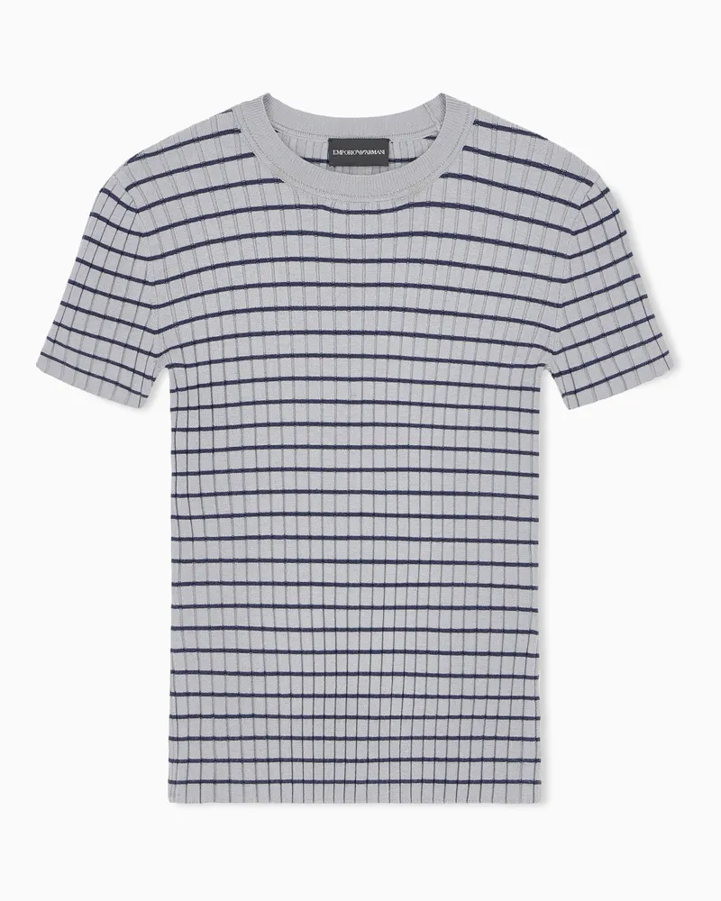 Emporio Armani Pullover girocollo a maniche corte con costine a righe Grigio