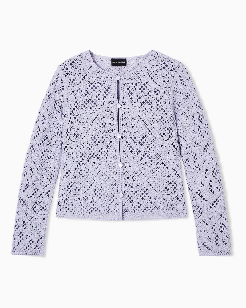Emporio Armani Giacca in tessuto ricamo cornely effetto macramé Viola