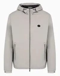 Emporio Armani OFFICIAL STORE Blouson In Nylon Water Repellent Con Cappuccio E Patch Logo Beige