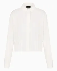 Emporio Armani OFFICIAL STORE Camicia Cropped In Tessuto Crepe Riciclato Con Martingala Asv Bianco