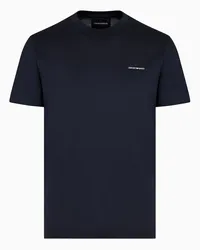 Emporio Armani OFFICIAL STORE T-shirt In Jersey Misto Lyocell Con Micro Logo Lettering Asv Blu