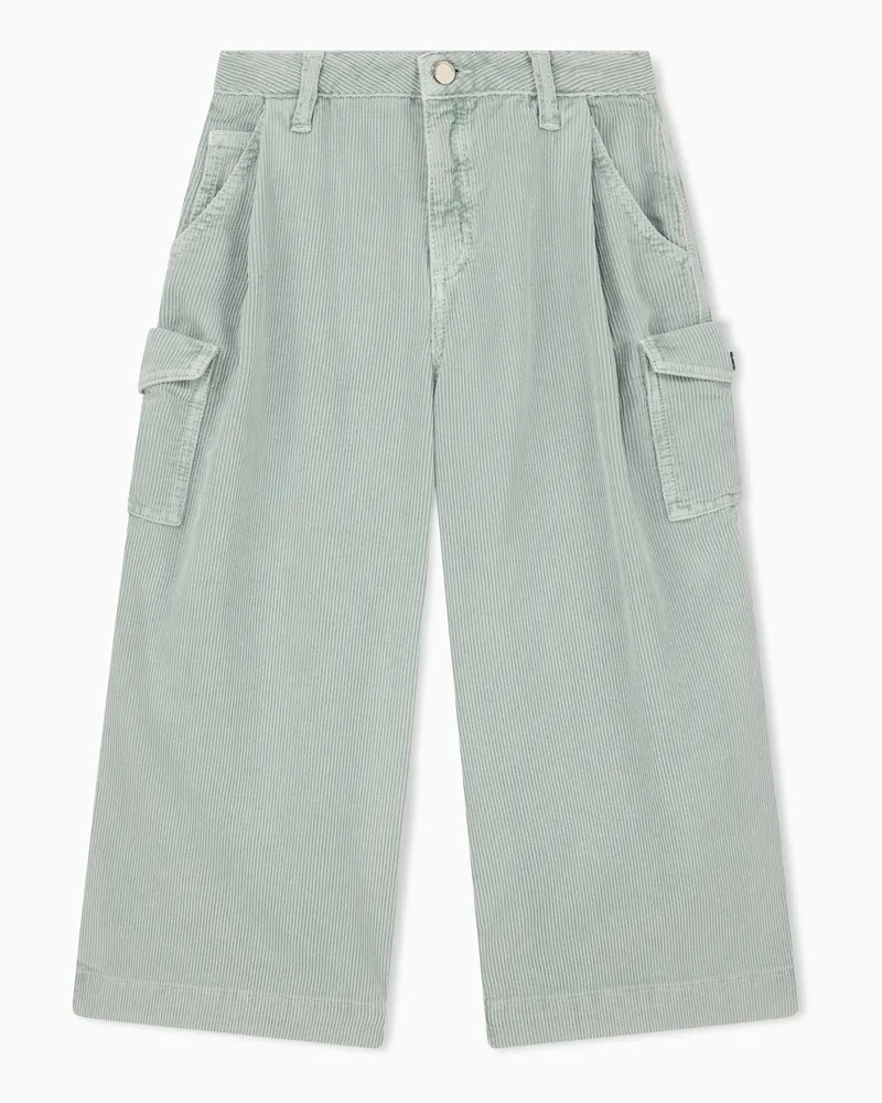Emporio Armani Pantaloni cargo over in velluto mille righe di cotone Verde