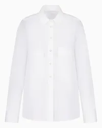 Emporio Armani OFFICIAL STORE Maxi Camicia In Popeline A Righe Con Tasche A Toppa Bianco